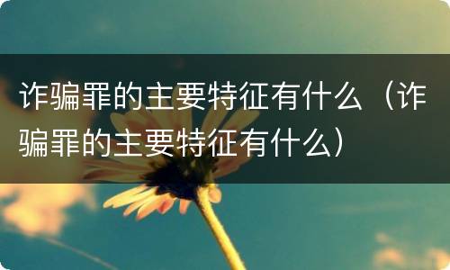 诈骗罪的主要特征有什么（诈骗罪的主要特征有什么）