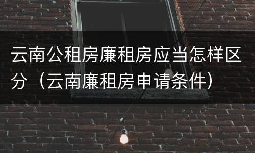 云南公租房廉租房应当怎样区分（云南廉租房申请条件）