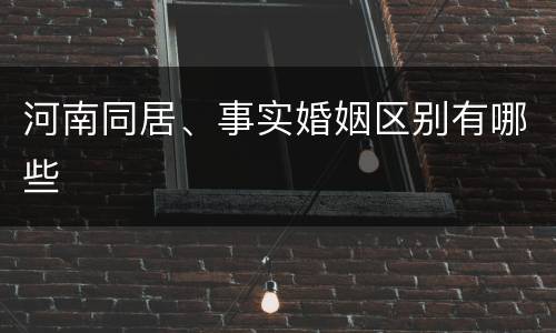 河南同居、事实婚姻区别有哪些