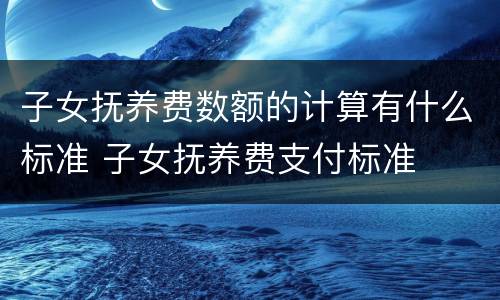 子女抚养费数额的计算有什么标准 子女抚养费支付标准