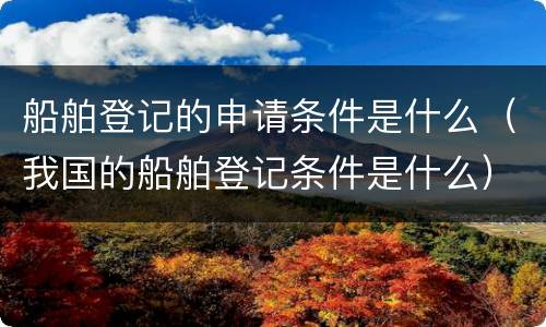 船舶登记的申请条件是什么（我国的船舶登记条件是什么）