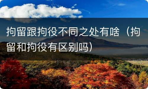 拘留跟拘役不同之处有啥（拘留和拘役有区别吗）