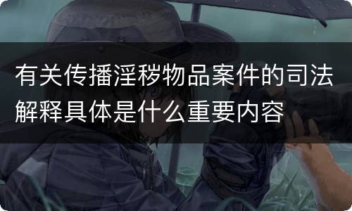 有关传播淫秽物品案件的司法解释具体是什么重要内容