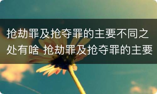 抢劫罪及抢夺罪的主要不同之处有啥 抢劫罪及抢夺罪的主要不同之处有啥