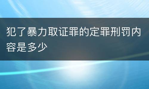 犯了暴力取证罪的定罪刑罚内容是多少