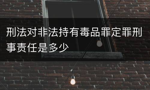 刑法对非法持有毒品罪定罪刑事责任是多少