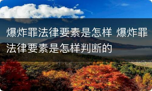 爆炸罪法律要素是怎样 爆炸罪法律要素是怎样判断的