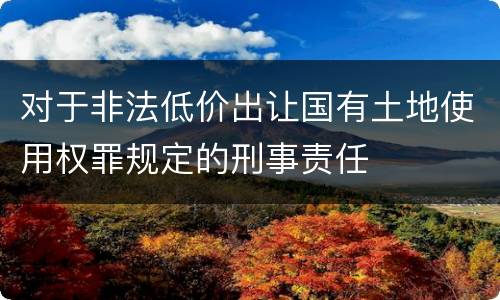 对于非法低价出让国有土地使用权罪规定的刑事责任