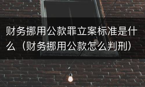 财务挪用公款罪立案标准是什么（财务挪用公款怎么判刑）