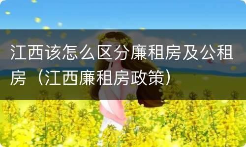 江西该怎么区分廉租房及公租房（江西廉租房政策）