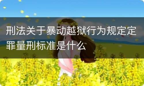 刑法关于暴动越狱行为规定定罪量刑标准是什么