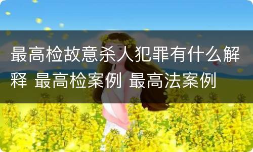 最高检故意杀人犯罪有什么解释 最高检案例 最高法案例