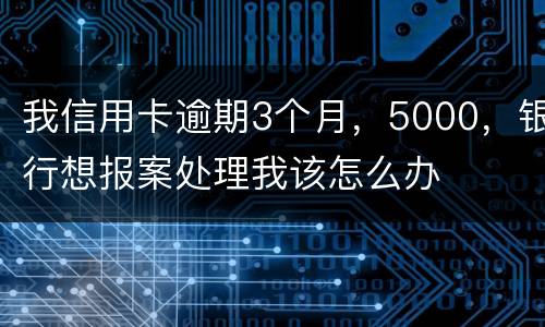 我信用卡逾期3个月，5000，银行想报案处理我该怎么办
