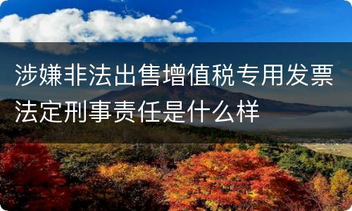 涉嫌非法出售增值税专用发票法定刑事责任是什么样
