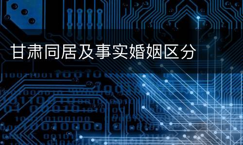甘肃同居及事实婚姻区分