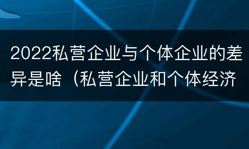 2022私营企业与个体企业的差异是啥（私营企业和个体经济的区别）
