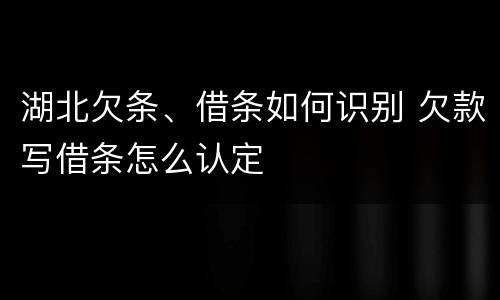 湖北欠条、借条如何识别 欠款写借条怎么认定