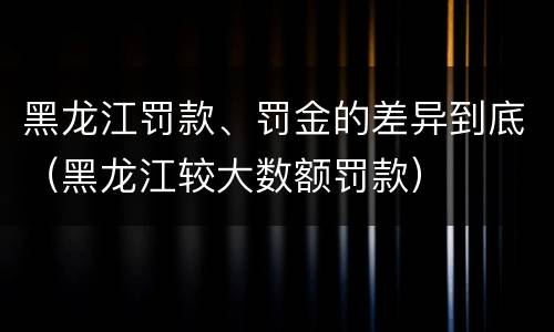 黑龙江罚款、罚金的差异到底（黑龙江较大数额罚款）