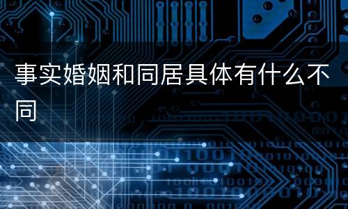 事实婚姻和同居具体有什么不同