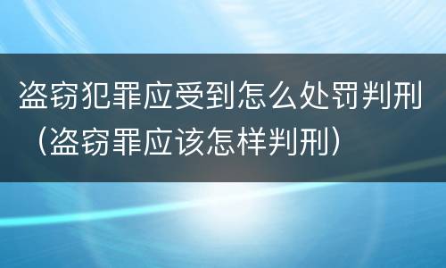 盗窃犯罪应受到怎么处罚判刑（盗窃罪应该怎样判刑）