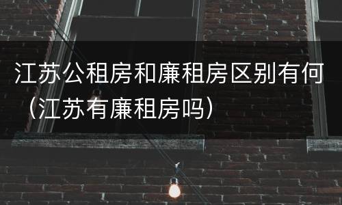 江苏公租房和廉租房区别有何（江苏有廉租房吗）