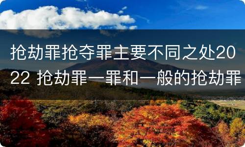 抢劫罪抢夺罪主要不同之处2022 抢劫罪一罪和一般的抢劫罪