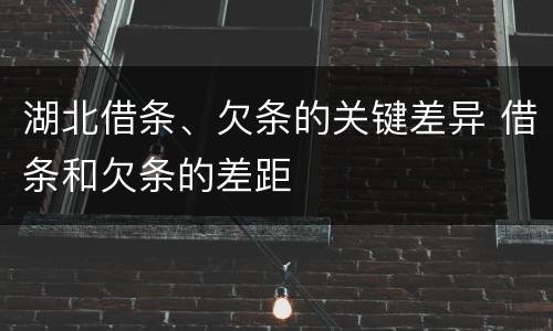 湖北借条、欠条的关键差异 借条和欠条的差距
