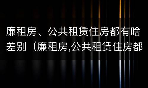 廉租房、公共租赁住房都有啥差别（廉租房,公共租赁住房都有啥差别吗）
