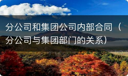 分公司和集团公司内部合同（分公司与集团部门的关系）
