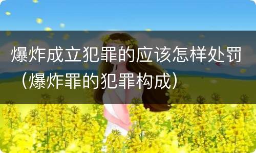 爆炸成立犯罪的应该怎样处罚（爆炸罪的犯罪构成）