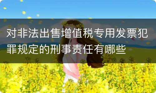 对非法出售增值税专用发票犯罪规定的刑事责任有哪些