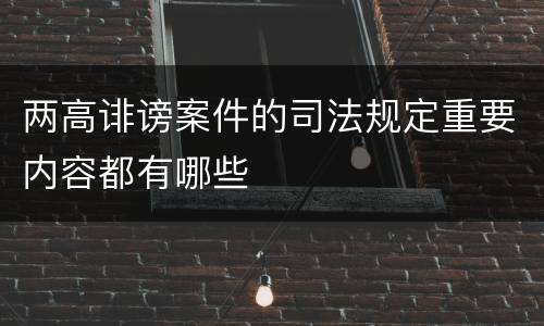 两高诽谤案件的司法规定重要内容都有哪些