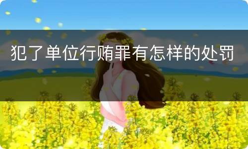 犯了单位行贿罪有怎样的处罚