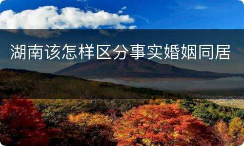 湖南该怎样区分事实婚姻同居