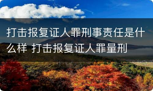 打击报复证人罪刑事责任是什么样 打击报复证人罪量刑
