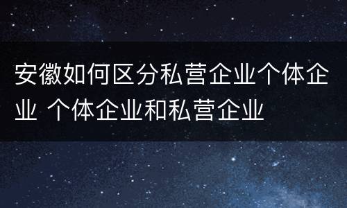 安徽如何区分私营企业个体企业 个体企业和私营企业