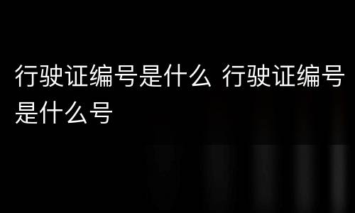行驶证编号是什么 行驶证编号是什么号