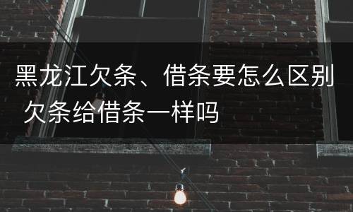黑龙江欠条、借条要怎么区别 欠条给借条一样吗