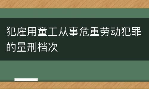 犯雇用童工从事危重劳动犯罪的量刑档次