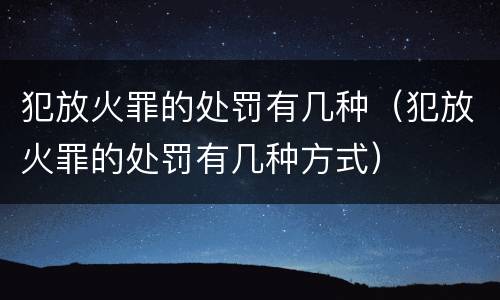 犯放火罪的处罚有几种（犯放火罪的处罚有几种方式）