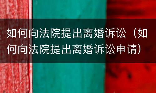 如何向法院提出离婚诉讼（如何向法院提出离婚诉讼申请）