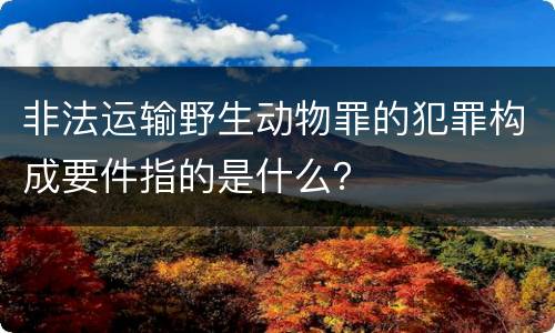 非法运输野生动物罪的犯罪构成要件指的是什么？