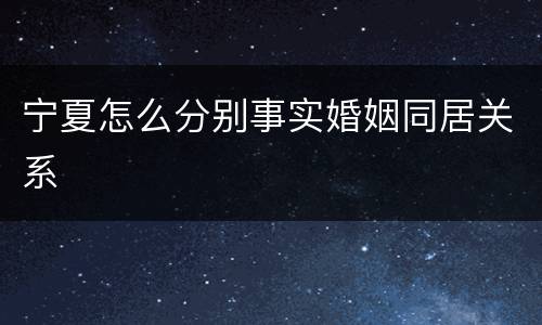 宁夏怎么分别事实婚姻同居关系