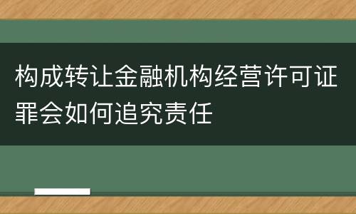 构成转让金融机构经营许可证罪会如何追究责任