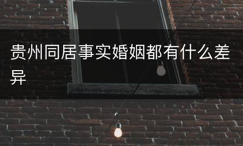贵州同居事实婚姻都有什么差异