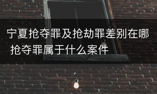 宁夏抢夺罪及抢劫罪差别在哪 抢夺罪属于什么案件