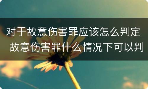 对于故意伤害罪应该怎么判定 故意伤害罪什么情况下可以判定