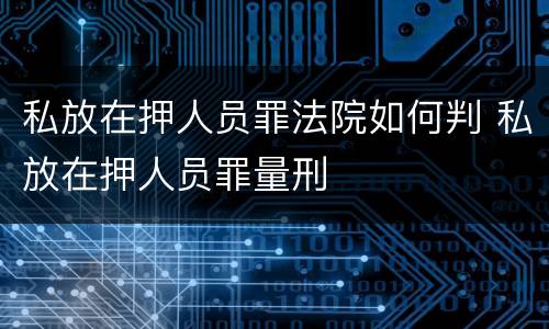私放在押人员罪法院如何判 私放在押人员罪量刑