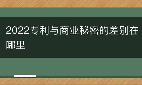 2022专利与商业秘密的差别在哪里