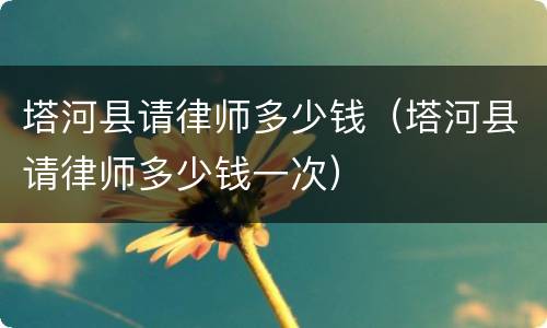 塔河县请律师多少钱（塔河县请律师多少钱一次）